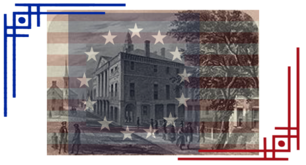 DocumentaryOfFirstContinentalCongressFlagRedBlueFrame